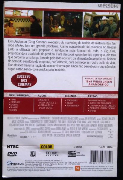 NAÇÃO FAST FOOD - DVD LIGHT COM CAPINHA DE PAPELÃO